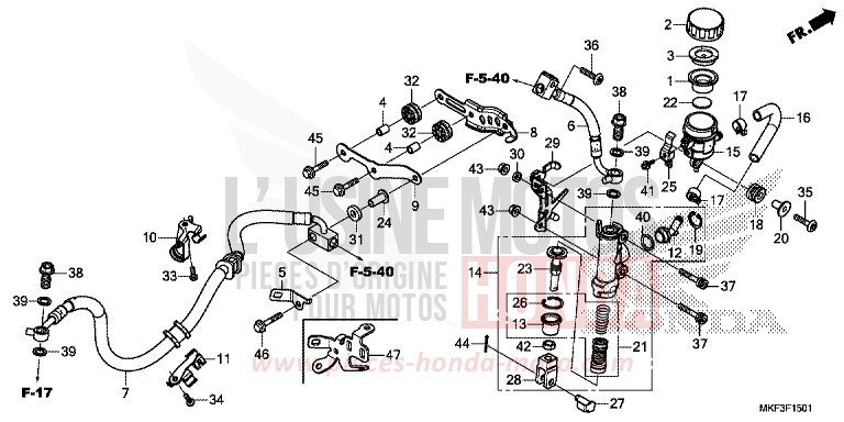 REAR BRAKE MASTER CYLINDER (CBR1000RA/S1/S2) von CBR1000RR SP SP1 SP2 VICTORY RED (R334X) von 2017
